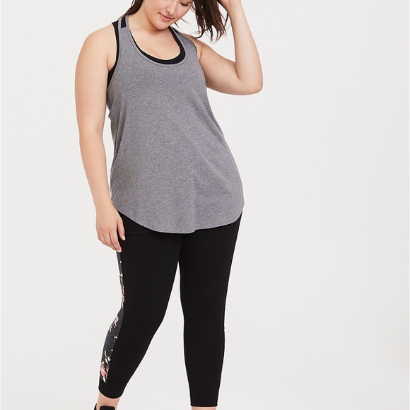 Torrid 3X Tank Top Tee Grey Active Mesh Plus - Picture 2 of 4